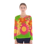 Groovy Mod Floral Women s Long Sleeve Tee