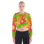 Groovy Mod Floral Women s Cropped Sweatshirt