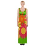 Groovy Mod Floral Maxi Thigh Split Dress