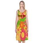 Groovy Mod Floral Midi Sleeveless Dress