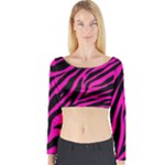 pink zebra  Long Sleeve Crop Top (Tight Fit)