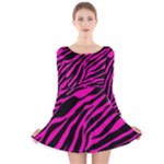 pink zebra  Long Sleeve Velvet Skater Dress