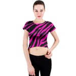 pink zebra  Crew Neck Crop Top