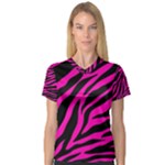 pink zebra  Women s V-Neck Sport Mesh Tee