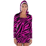 pink zebra  Women s Long Sleeve Hooded T-shirt