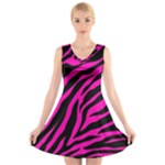 pink zebra  V-Neck Sleeveless Dress