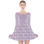 hologram unicorn emoji  Long Sleeve Velvet Skater Dress