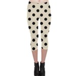 Polka Dots - Black on Pearl Brown Capri Leggings