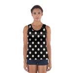 Polka Dots - Pearl Brown on Black Women s Sport Tank Top