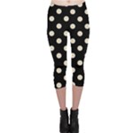 Polka Dots - Pearl Brown on Black Capri Leggings