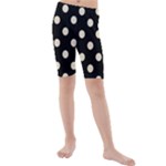 Polka Dots - Pearl Brown on Black Kid s Mid Length Swim Shorts