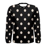 Polka Dots - Almond Brown on Black Men s Long Sleeve T-shirt