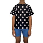 Polka Dots - Almond Brown on Black Kid s Short Sleeve Swimwear