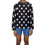 Polka Dots - Almond Brown on Black Kid s Long Sleeve Swimwear