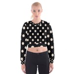 Polka Dots - Almond Brown on Black Women s Cropped Sweatshirt