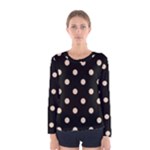 Polka Dots - Pastel Brown on Black Women s Long Sleeve T-shirt