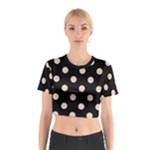 Polka Dots - Pastel Brown on Black Cotton Crop Top