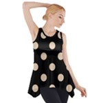 Polka Dots - Pastel Brown on Black Side Drop Tank Tunic