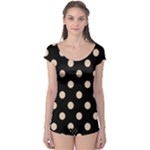 Polka Dots - Pastel Brown on Black Boyleg Leotard (Ladies)