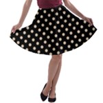 Polka Dots - Pastel Brown on Black A-line Skater Skirt