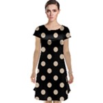 Polka Dots - Pastel Brown on Black Cap Sleeve Nightdress