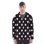 Polka Dots - Pastel Brown on Black Hooded Wind Breaker (Men)