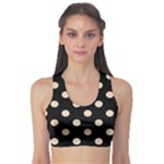 Polka Dots - Pastel Brown on Black Women s Sports Bra