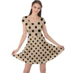 Polka Dots - Black on Tan Brown Cap Sleeve Dress