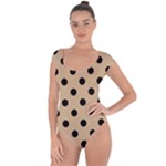 Polka Dots - Black on Tan Brown Short Sleeve Leotard (Ladies)