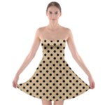 Polka Dots - Black on Tan Brown Strapless Bra Top Dress