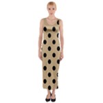 Polka Dots - Black on Tan Brown Fitted Maxi Dress