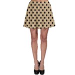 Polka Dots - Black on Tan Brown Skater Skirt