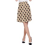 Polka Dots - Black on Tan Brown A-Line Skirt