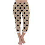 Polka Dots - Black on Tan Brown Capri Winter Leggings