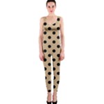 Polka Dots - Black on Tan Brown OnePiece Catsuit