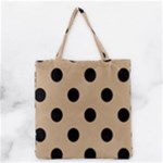 Polka Dots - Black on Tan Brown Grocery Tote Bag