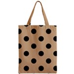 Polka Dots - Black on Tan Brown Zipper Classic Tote Bag