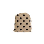 Polka Dots - Black on Tan Brown Drawstring Pouch (XS)