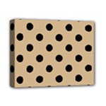 Polka Dots - Black on Tan Brown Deluxe Canvas 14  x 11  (Stretched)