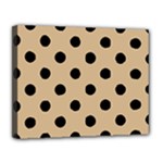 Polka Dots - Black on Tan Brown Canvas 14  x 11  (Stretched)