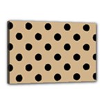 Polka Dots - Black on Tan Brown Canvas 18  x 12  (Stretched)