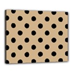 Polka Dots - Black on Tan Brown Canvas 20  x 16  (Stretched)