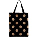 Polka Dots - Tan Brown on Black Zipper Classic Tote Bag