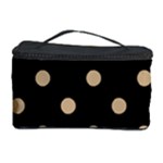 Polka Dots - Tan Brown on Black Cosmetic Storage Case