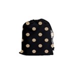 Polka Dots - Tan Brown on Black Drawstring Pouch (S)