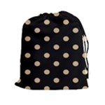 Polka Dots - Tan Brown on Black Drawstring Pouch (XXl)