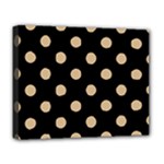 Polka Dots - Tan Brown on Black Deluxe Canvas 20  x 16  (Stretched)