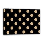 Polka Dots - Tan Brown on Black Canvas 18  x 12  (Stretched)