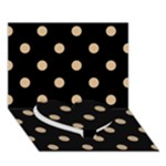 Polka Dots - Tan Brown on Black Heart Bottom 3D Greeting Card (7x5)