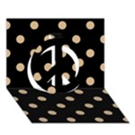 Polka Dots - Tan Brown on Black Peace Sign 3D Greeting Card (7x5)